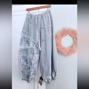 POL Women's Denim Lace Patchwork Joggers